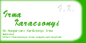 irma karacsonyi business card
