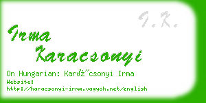 irma karacsonyi business card